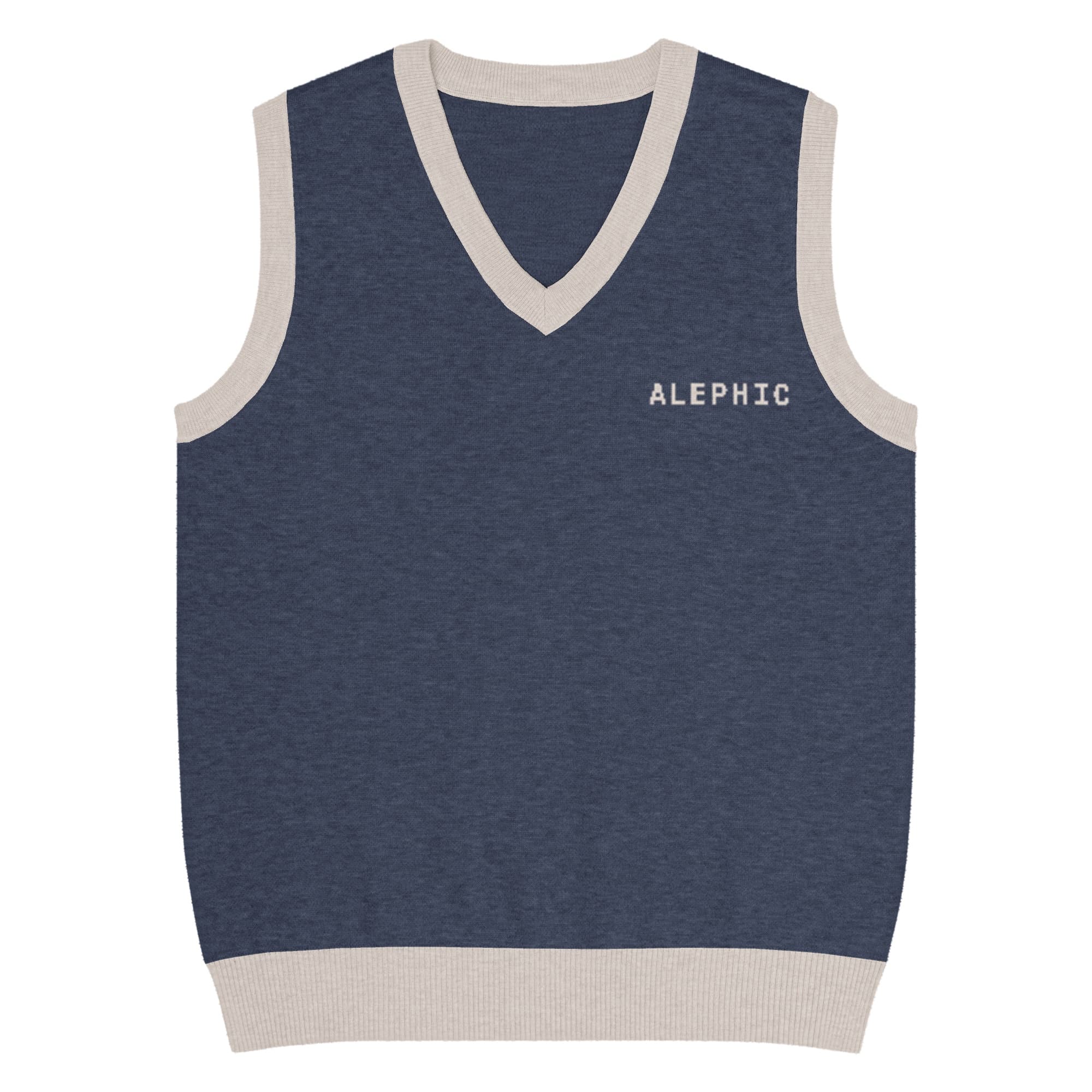 Alephic Club Vest in navy and sand